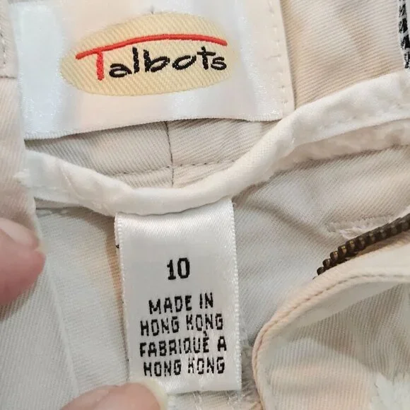 Talbots Ankle Pants Women's Size 10 Beige Tan Embroidered Flowers Cotton - Picture 6 of 11